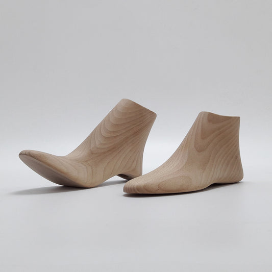 JELIMATE Wooden Foot Mannequin Flat & High Heel Beech Wood Shoe Sock Display Prop
