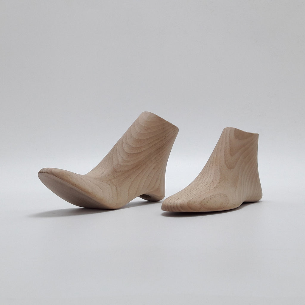 JELIMATE Wooden Foot Mannequin Flat & High Heel Beech Wood Shoe Sock Display Prop
