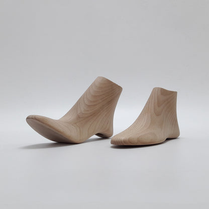 JELIMATE Wooden Foot Mannequin Flat & High Heel Beech Wood Shoe Sock Display Prop