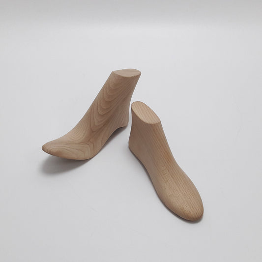 JELIMATE Wooden Foot Mannequin Flat & High Heel Beech Wood Shoe Sock Display Prop
