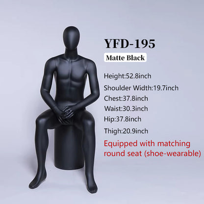 Premium Male Mannequin Full Body - Athletic Build Fiberglass Display