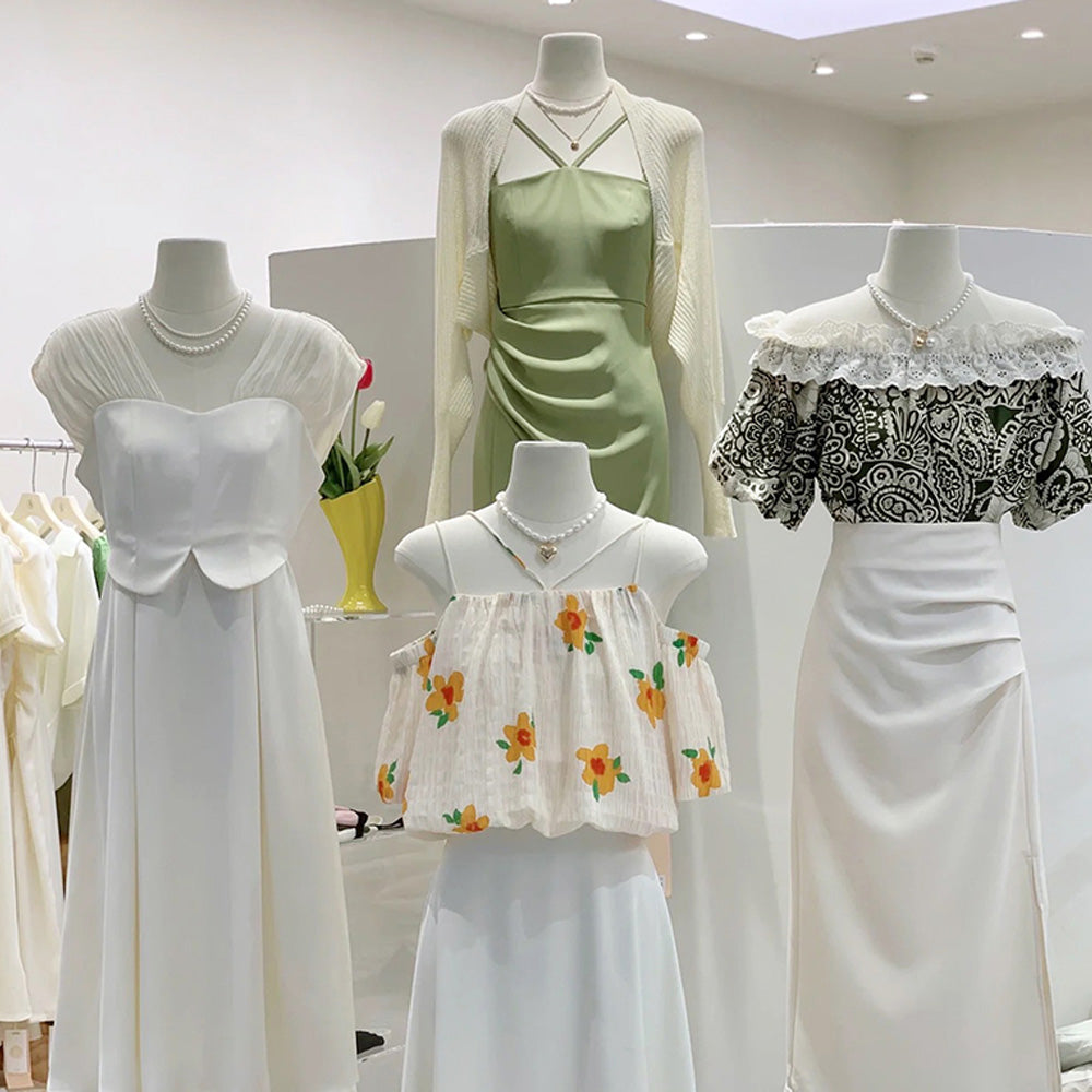 Jelimate Female Mannequin Torso with Head & Wooden Arms | Half Body Dress Form for Clothing Display