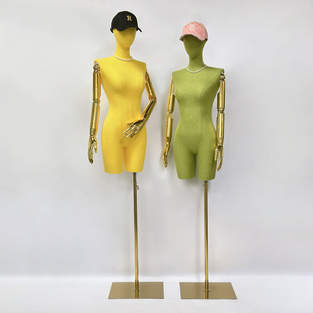 JELIMATE Linen Female Dress Form - Half Body Mannequin for Window Display