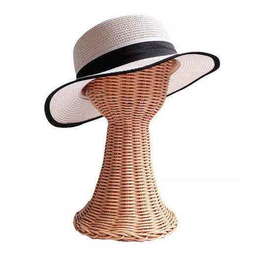 Handwoven Rattan Head Mannequin - Natural Woven Hat & Wig Display