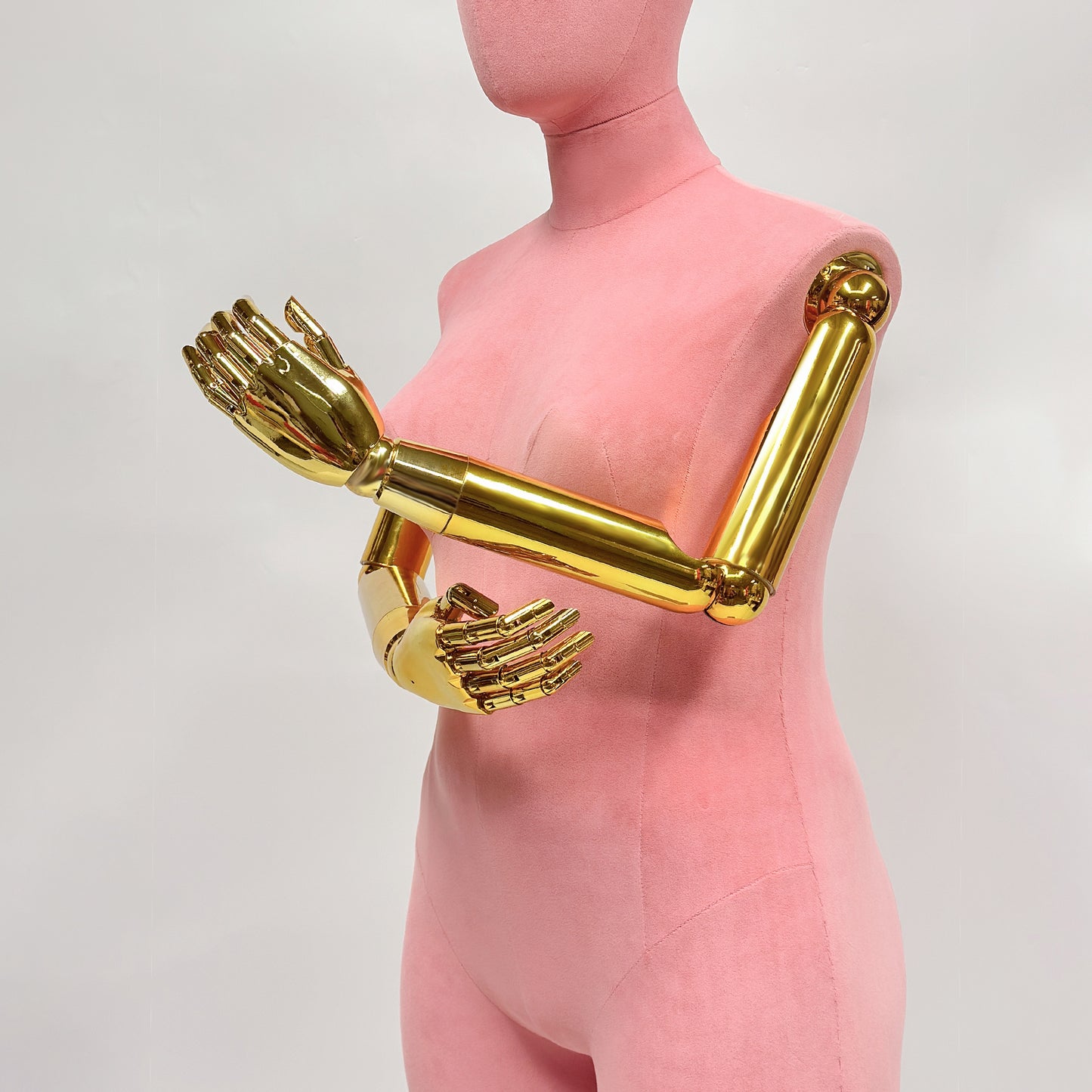 Jelimate Luxury Female Plus Size Mannequin With Gold Arms,Colorful Suede Dress Form Mannequin Torso Display Dress Form,Plus Size Dress Form Clothing Display Model