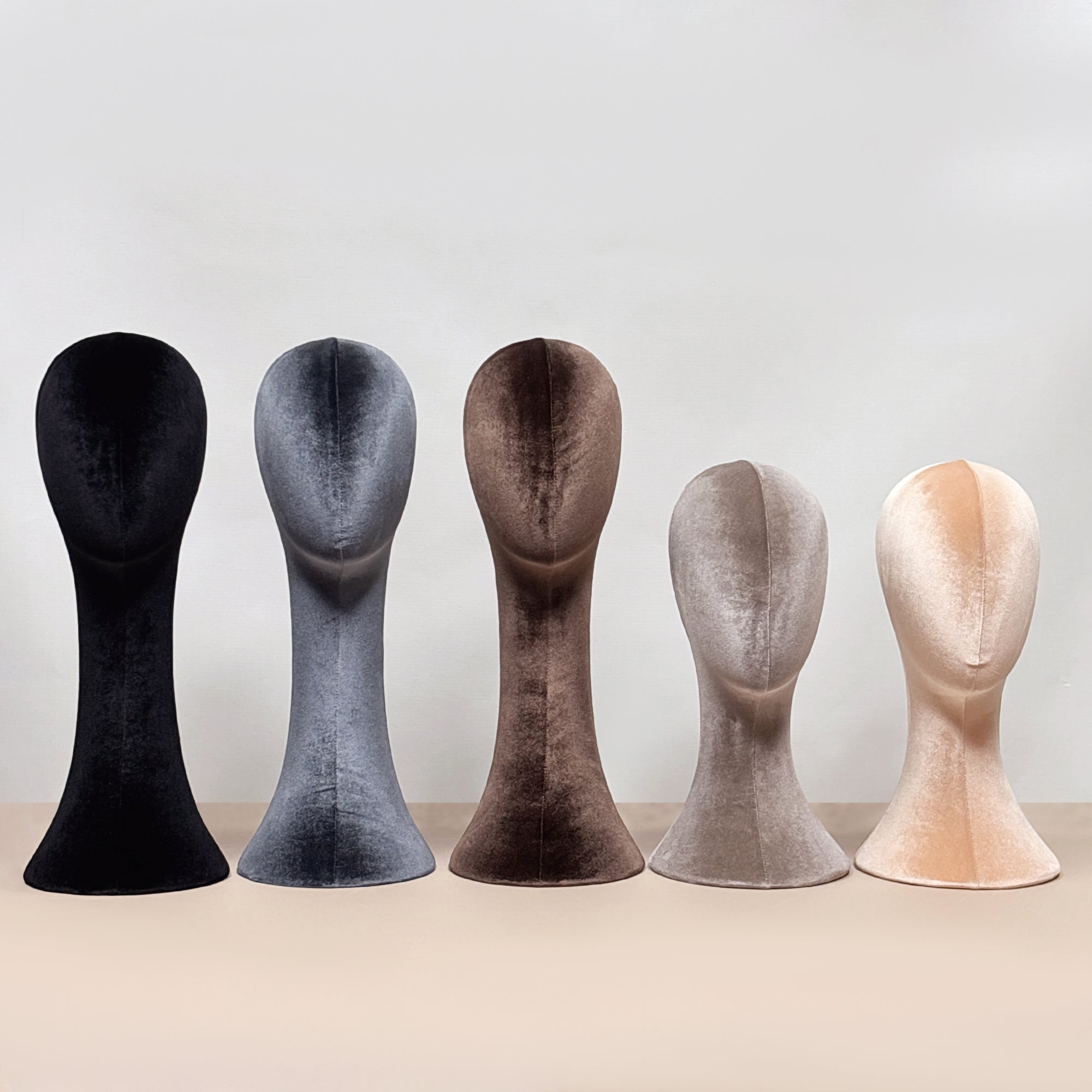 Luxury Velvet Foam Head Mannequin,Fully Pinnable Velvet Head Wig Jewelry Earring Display Stand, Hat Rack Brown Black Navy Blue Color