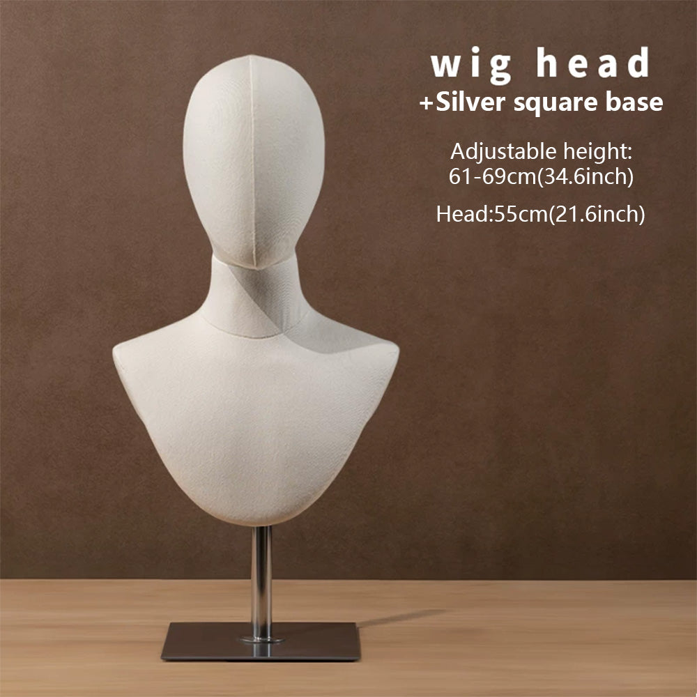 JELIMATE Fabric Mannequin Head Display Stand for Wigs Hats Scarves with Adjustable Base