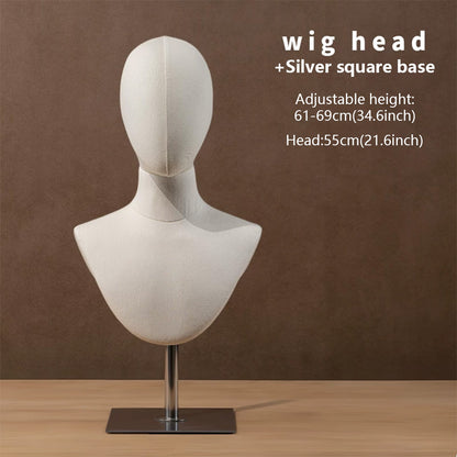 JELIMATE Fabric Mannequin Head Display Stand for Wigs Hats Scarves with Adjustable Base