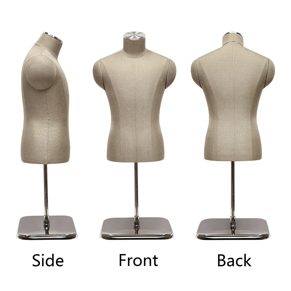 JELIMATE Adult Female/Male Mannequin Torso For Desktop,Female/Male Upper Torso Mannequin With Base Tabletop Dress Form,Countertop Male Dummy Mannequin Clothing Store Shirt Suit Display Model