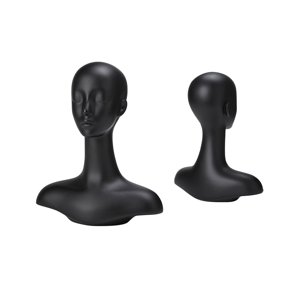 Luxury Black Fiberglass Mannequin Head - Jewelry & Wig Display Stand