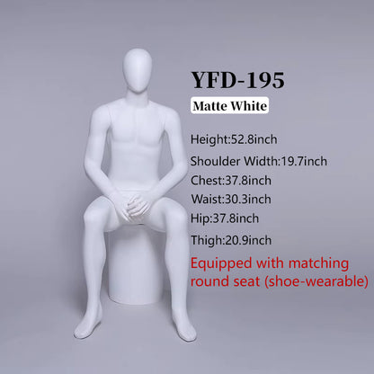 Premium Male Mannequin Full Body - Athletic Build Fiberglass Display