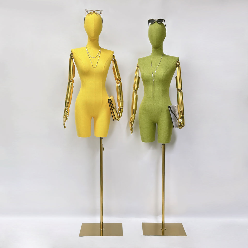 JELIMATE Linen Female Dress Form - Half Body Mannequin for Window Display