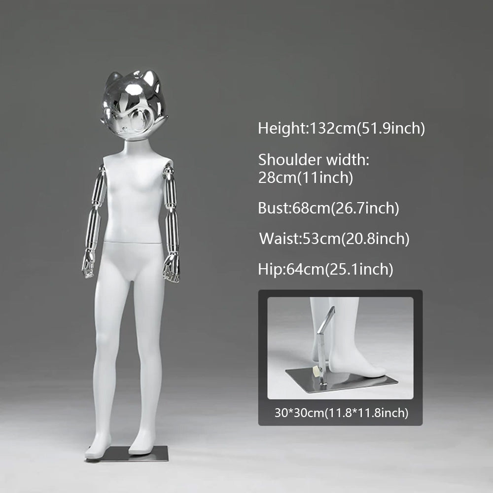 JELIMATE Kids Full Body Mannequin Chrome Anime Cat Head Children Clothing Display