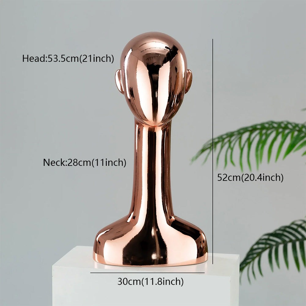 Electroplated Mannequin Head Display Stand - Wig Hat Scarf Jewelry Display Prop for Retail Stores