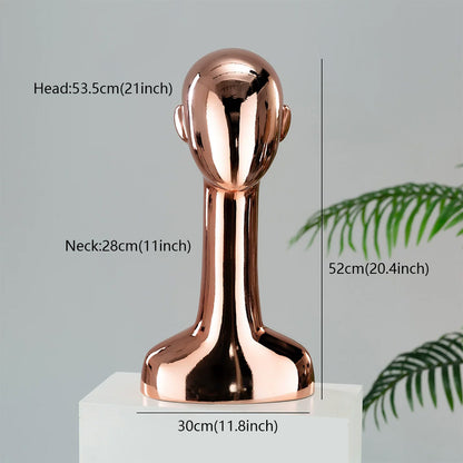 Electroplated Mannequin Head Display Stand - Wig Hat Scarf Jewelry Display Prop for Retail Stores