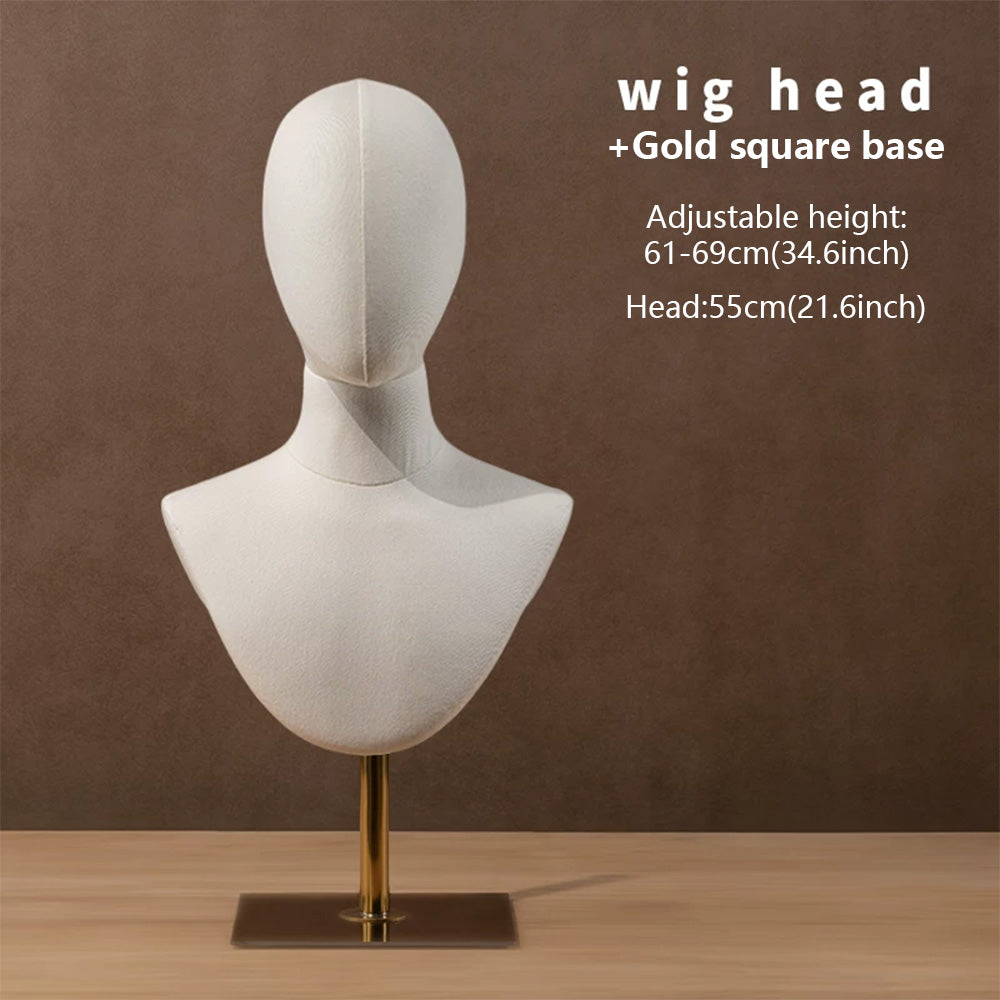 JELIMATE Fabric Mannequin Head Display Stand for Wigs Hats Scarves with Adjustable Base
