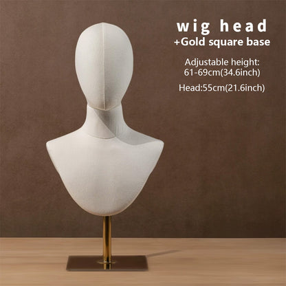JELIMATE Fabric Mannequin Head Display Stand for Wigs Hats Scarves with Adjustable Base