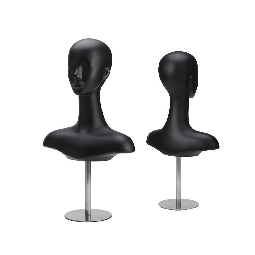 Luxury Black Fiberglass Mannequin Head - Jewelry & Wig Display Stand