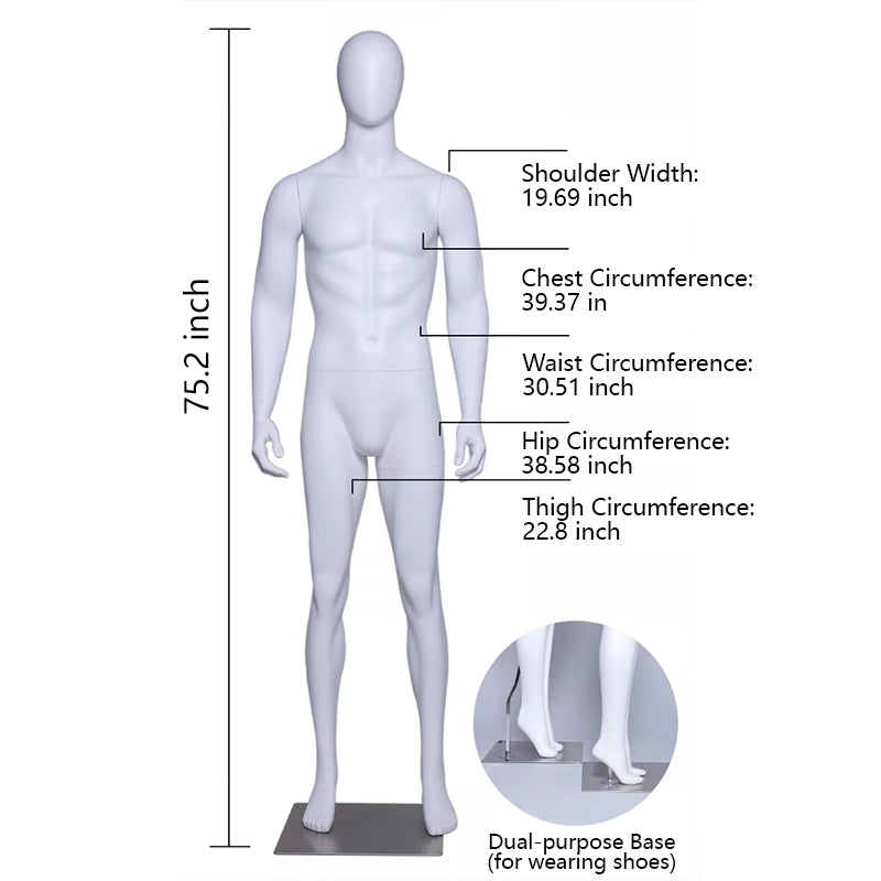 Premium Male Mannequin Full Body - Athletic Build Fiberglass Display