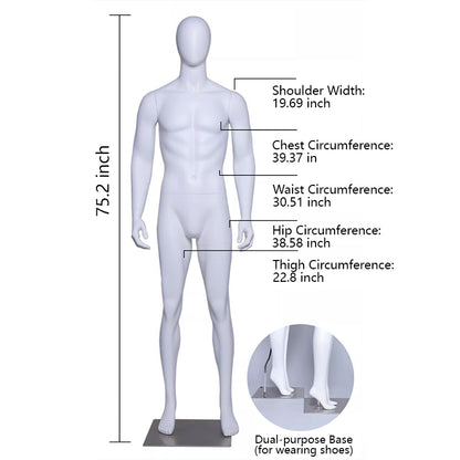 Premium Male Mannequin Full Body - Athletic Build Fiberglass Display