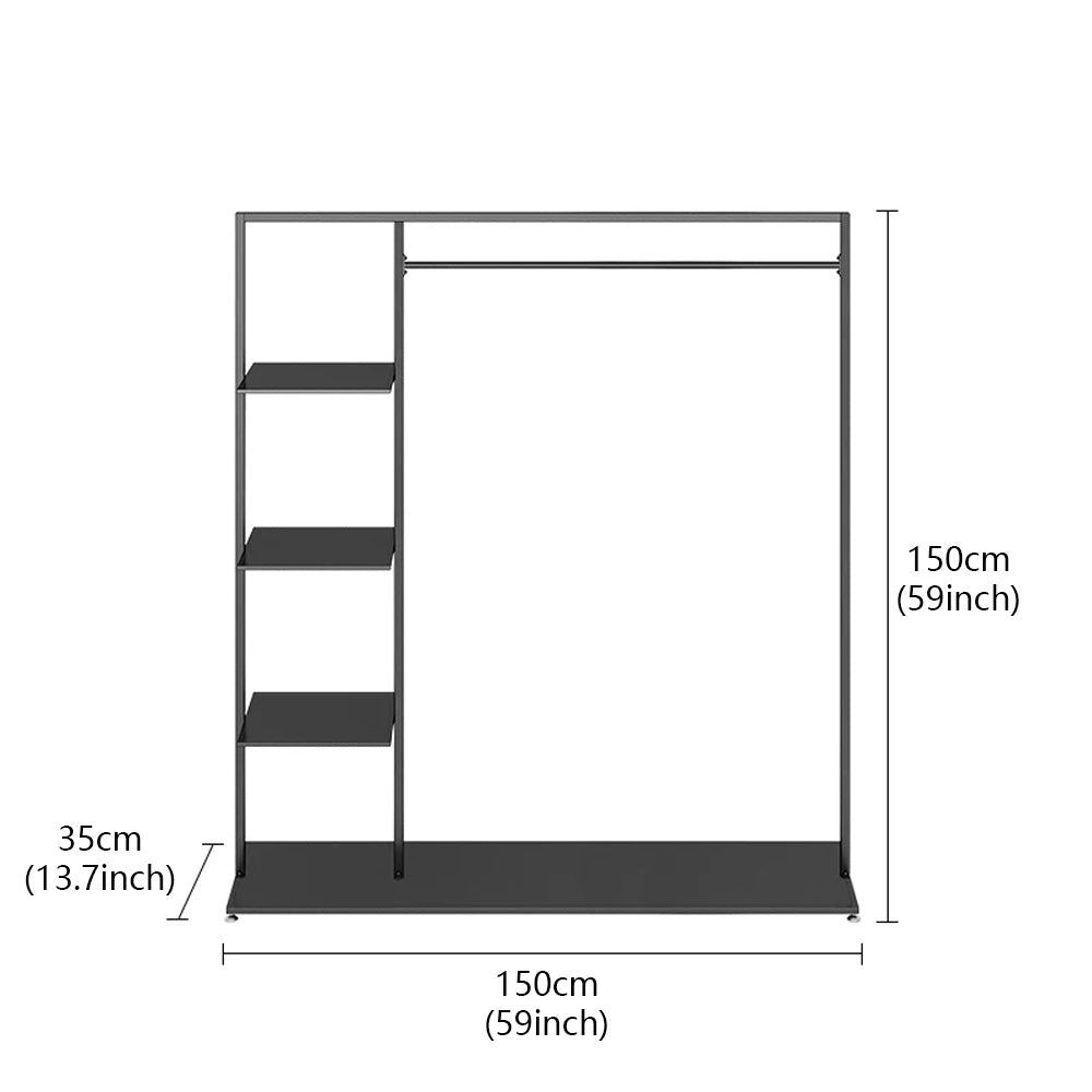 JELIMATE Black Floor-Standing Clothing Display Rack for Retail Store & Home Closet