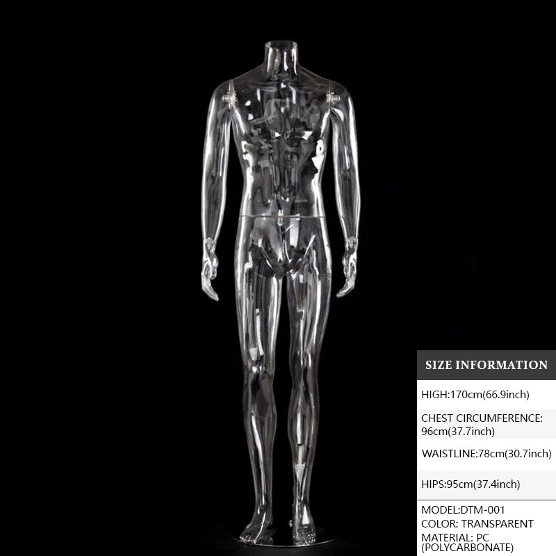Transparent Hollow Mannequin Prop | Female & Male Half/Full Body Plastic Display for Swimwear, Underwear & Photography
