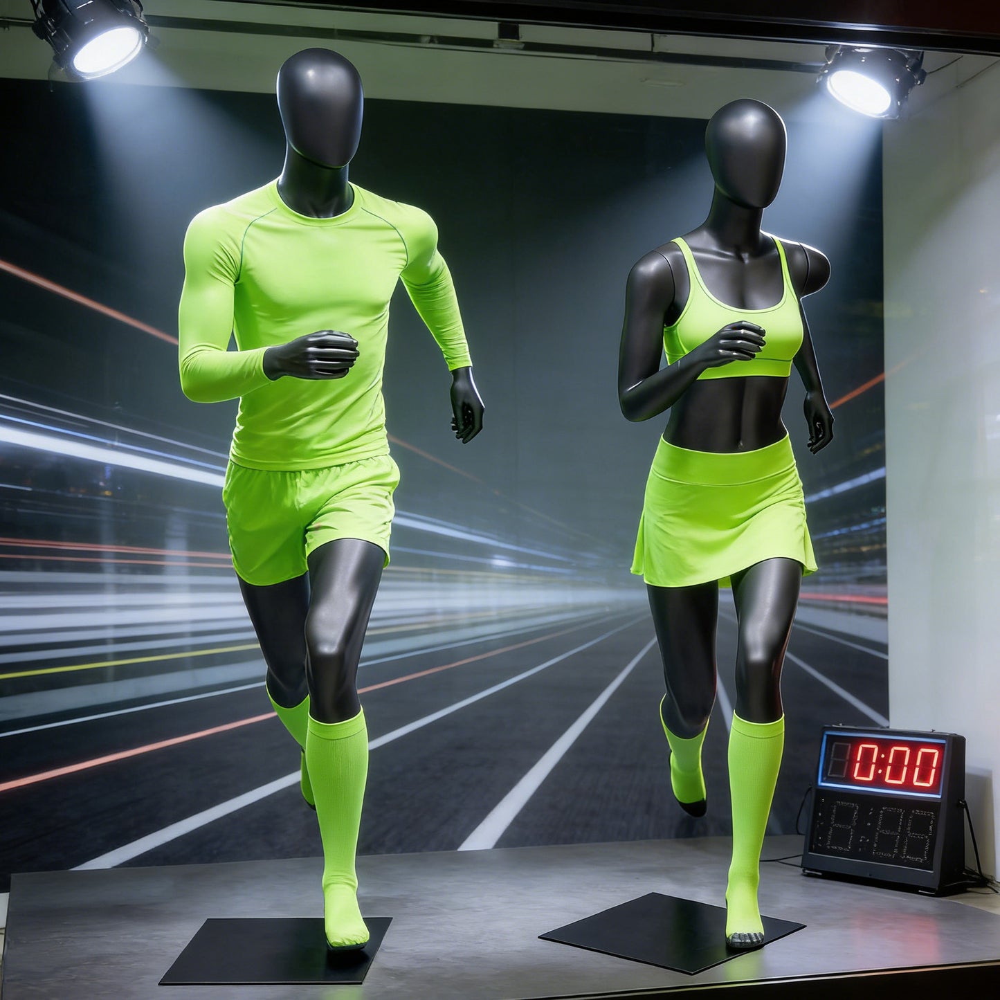 Running Mannequin Full Body Black Fiberglass Athletic Display Stand Male Female Gym Store