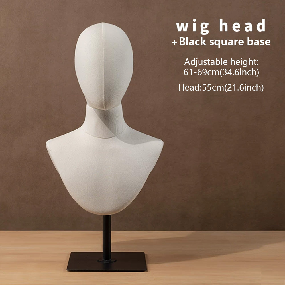 JELIMATE Fabric Mannequin Head Display Stand for Wigs Hats Scarves with Adjustable Base