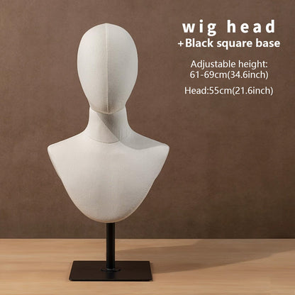 JELIMATE Fabric Mannequin Head Display Stand for Wigs Hats Scarves with Adjustable Base