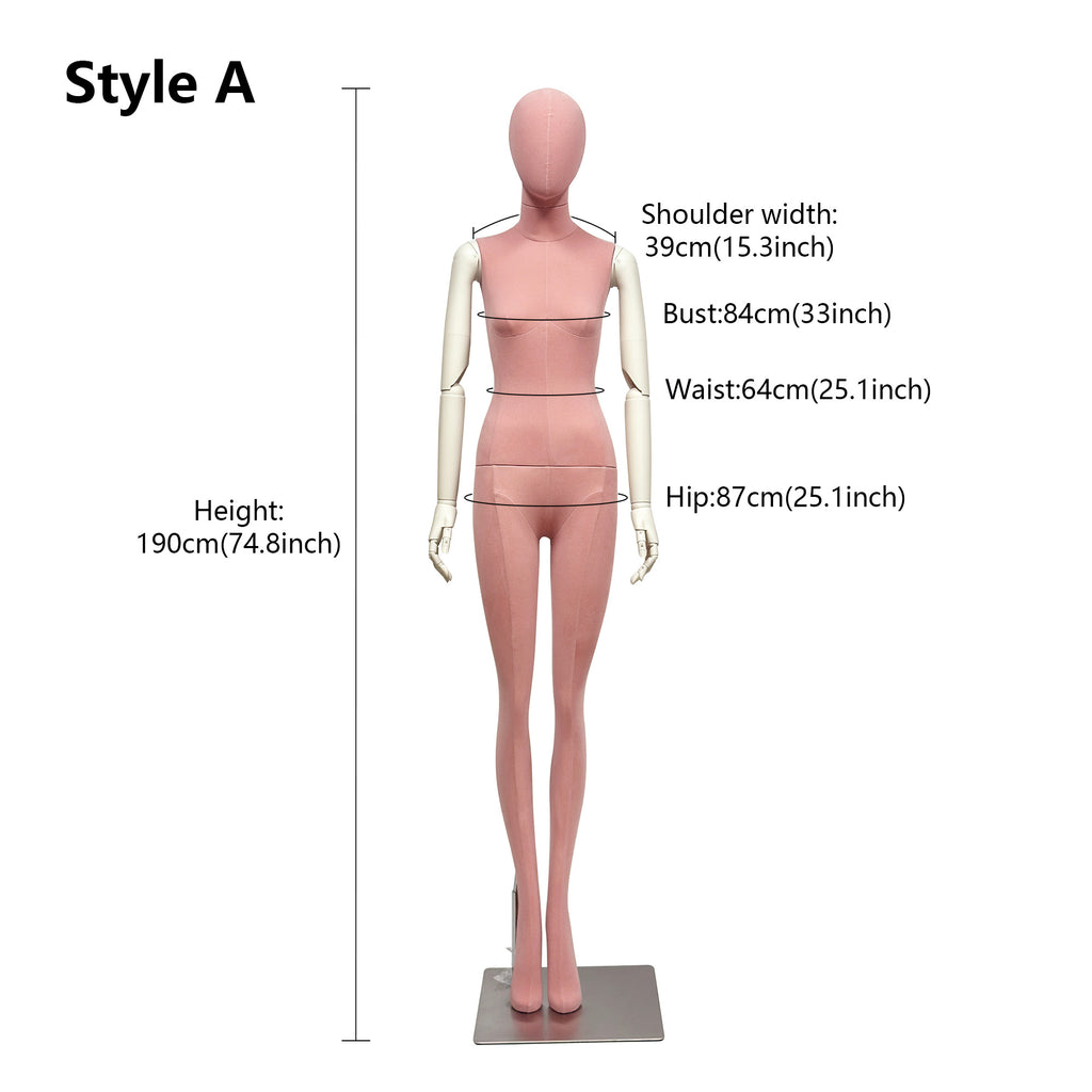 JELIMATE Pink Suede Female Mannequin - Bridal Boutique Wedding Dress Display