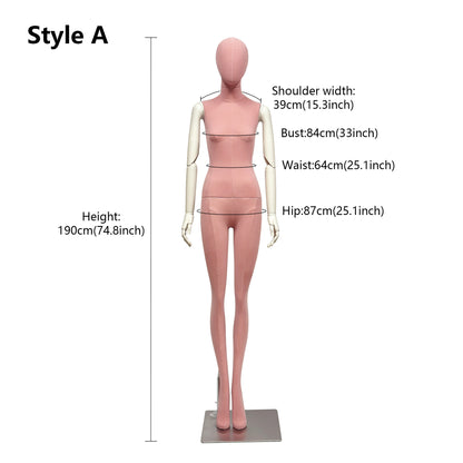 JELIMATE Pink Suede Female Mannequin - Bridal Boutique Wedding Dress Display