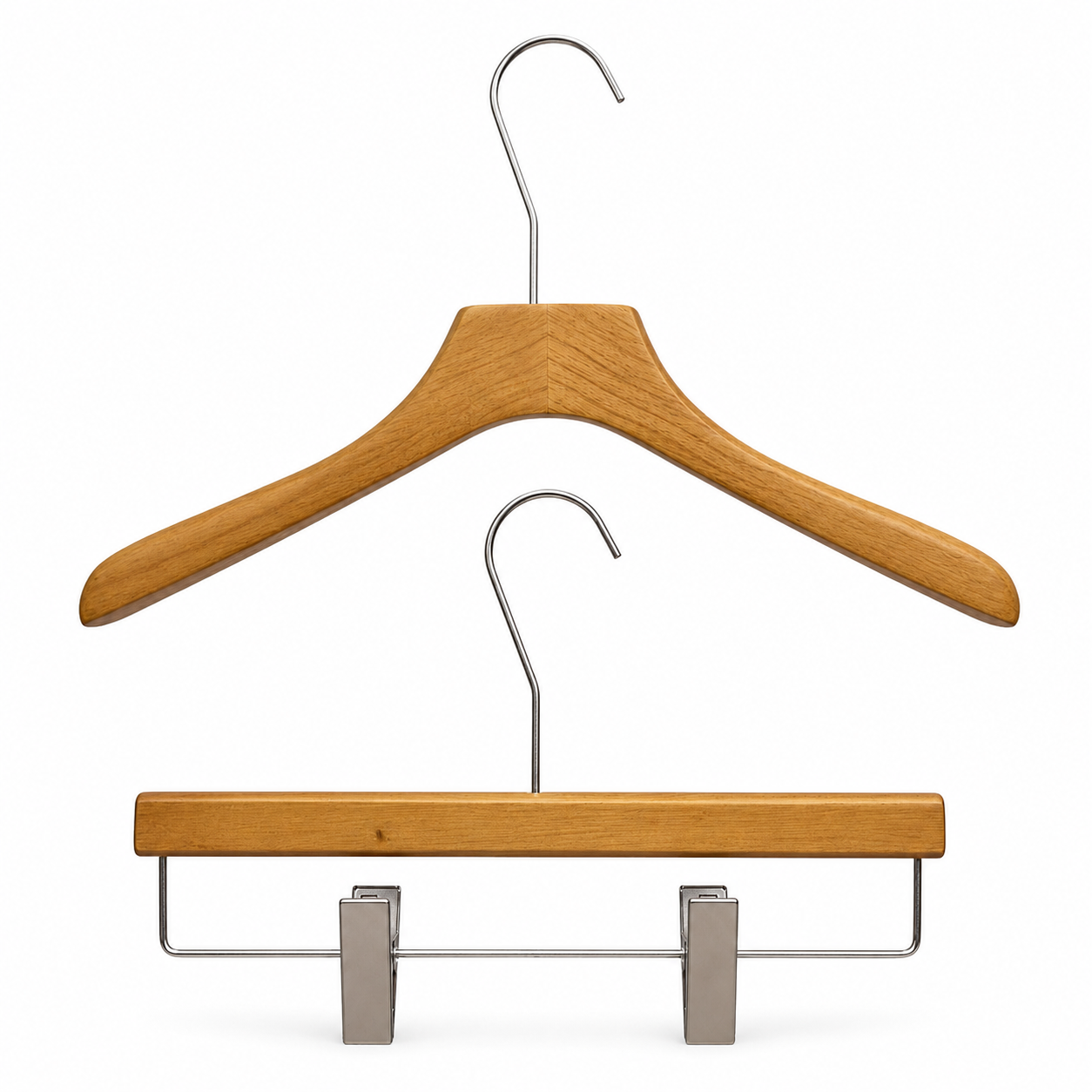 Vintage Brown Flat-Top Wooden Hanger - Custom Logo Available for Suits & Coats