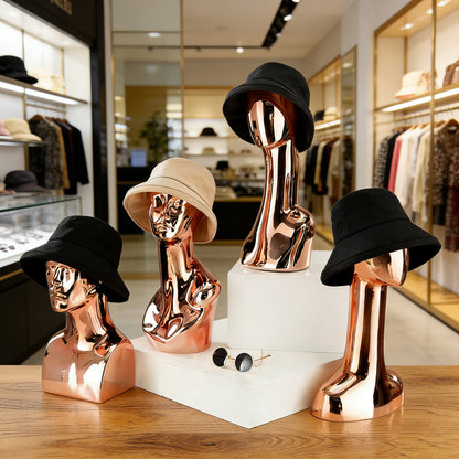 Electroplated Mannequin Head Display Stand - Wig Hat Scarf Jewelry Display Prop for Retail Stores