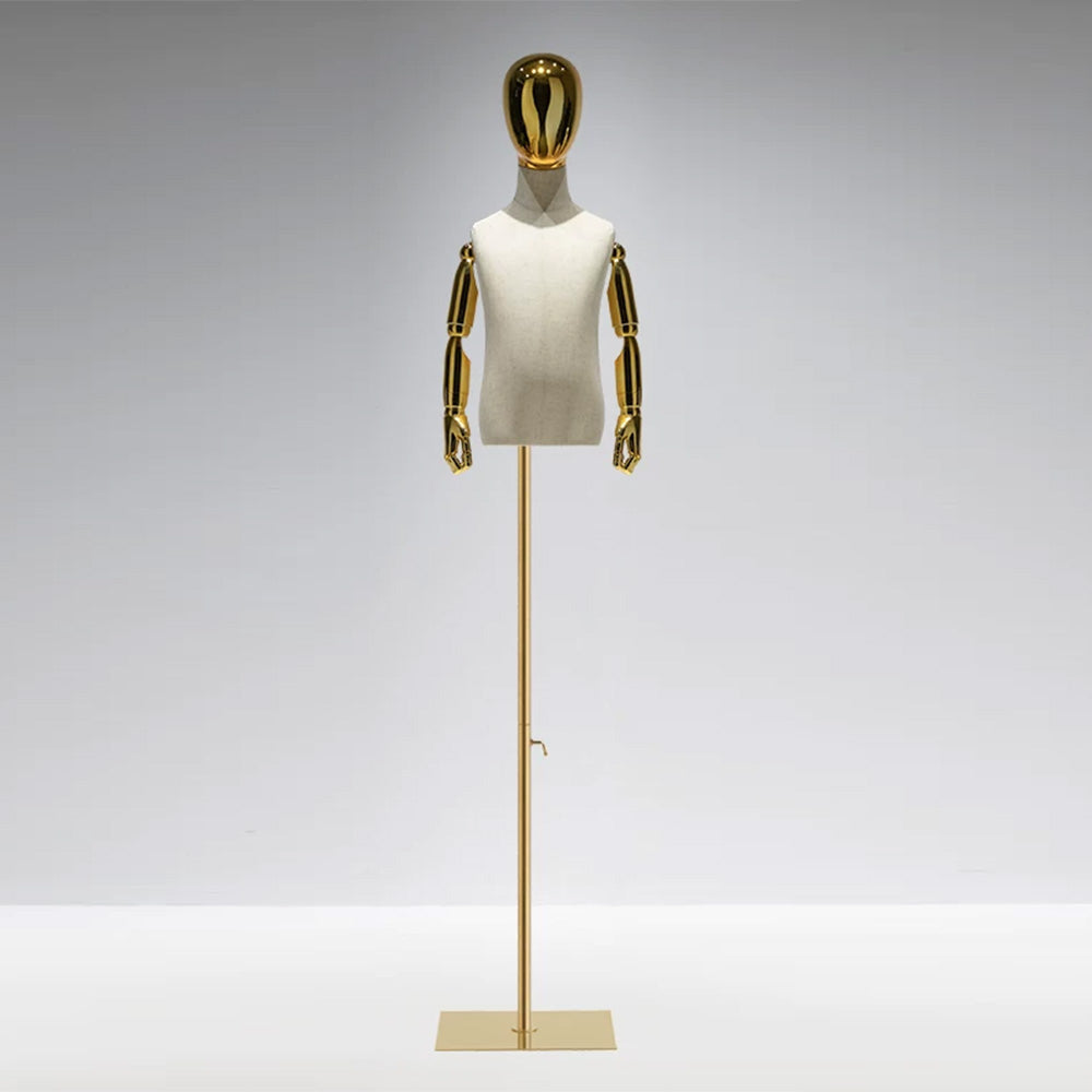 JELIMATE Kids Electroplated Mannequin | Gold Silver Dress Form for Kids Streetwear Display