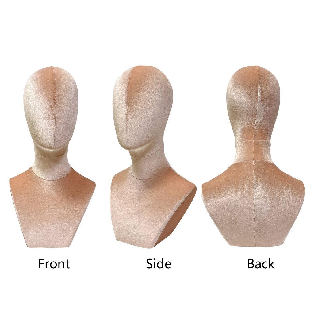 Jelimate Female Head Mannequin Head Display Form,Fully Pinnable Velvet Mannequin Head Dress Form Hat Display Stand,Headband Headphone Sunglasses Scarf Jewelry Wig Display Head Model