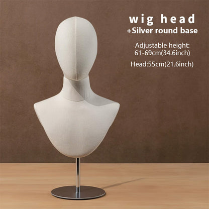 JELIMATE Fabric Mannequin Head Display Stand for Wigs Hats Scarves with Adjustable Base