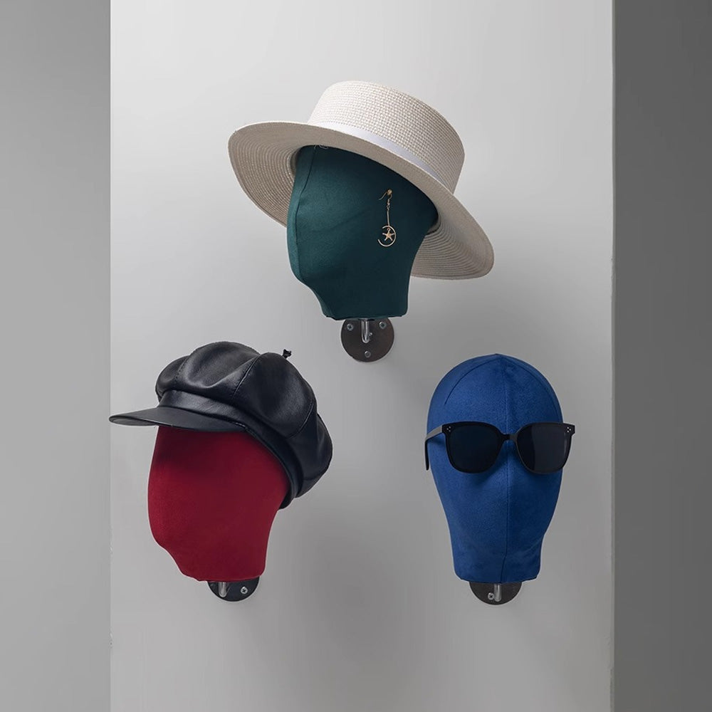 JELIMATE Wall Mount Mannequin Head Display Stand for Hats Wigs Glasses Earrings
