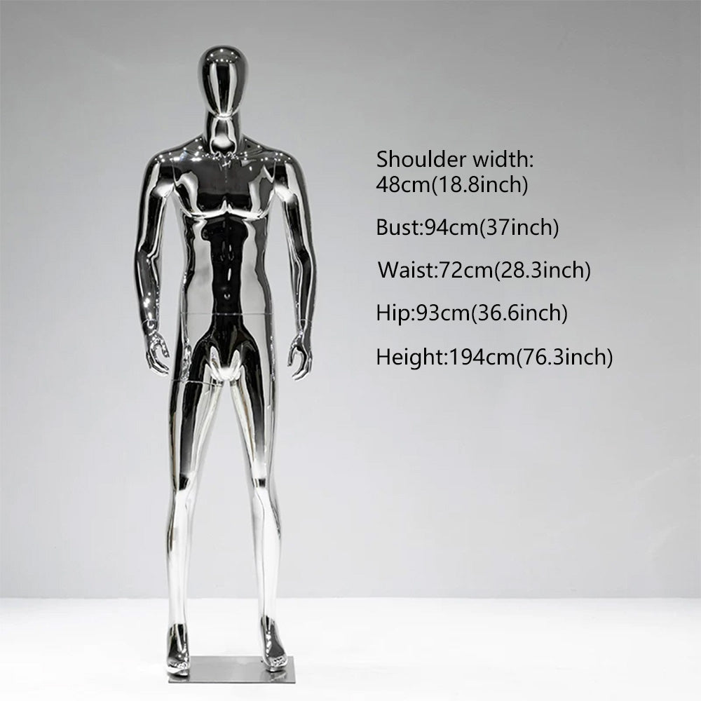 JELIMATE Mirror Silver Full Body Mannequin, Electroplated Male & Female Window Display