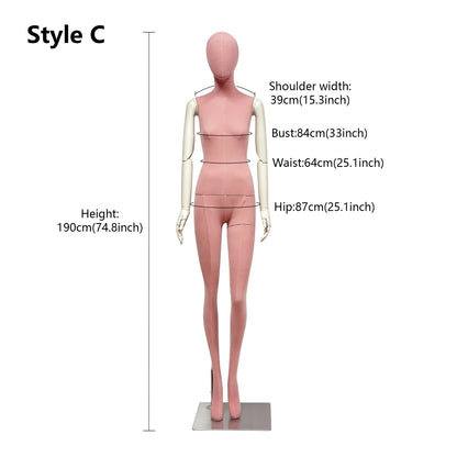 JELIMATE Pink Suede Female Mannequin - Bridal Boutique Wedding Dress Display