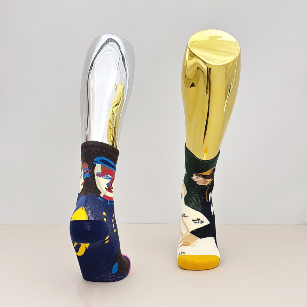 Jelimate Electroplated Left Leg Mannequin for Shoes, Socks & Jewelry – Gold Silver
