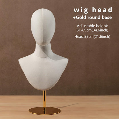 JELIMATE Fabric Mannequin Head Display Stand for Wigs Hats Scarves with Adjustable Base