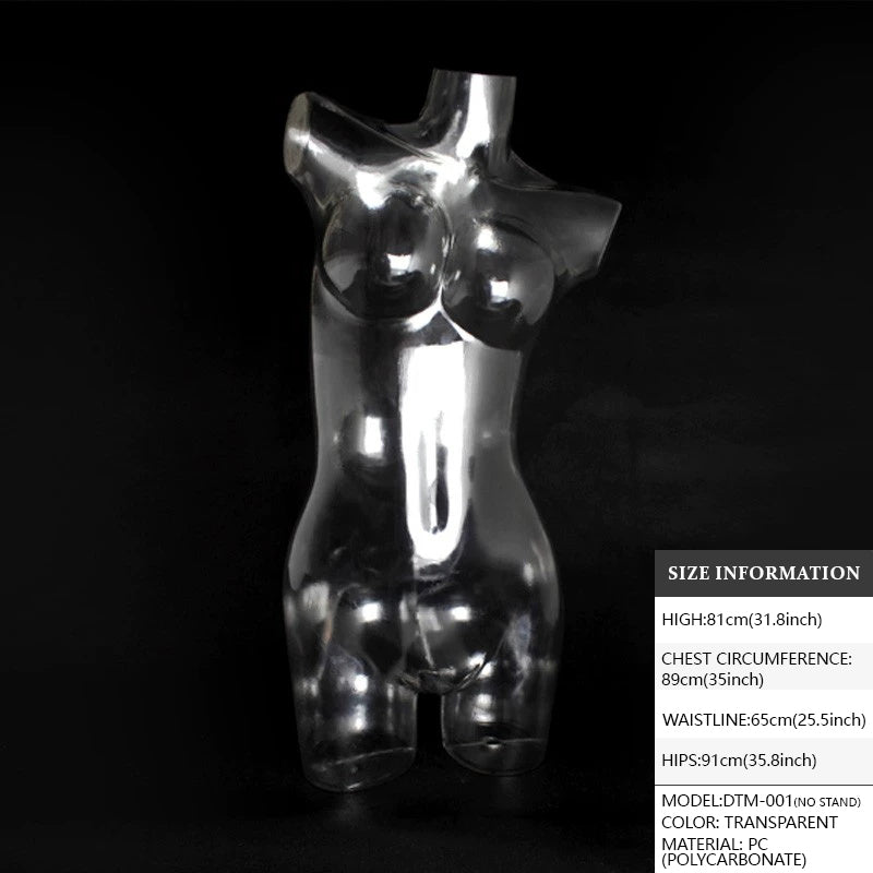Transparent Hollow Mannequin Prop | Female & Male Half/Full Body Plastic Display for Swimwear, Underwear & Photography