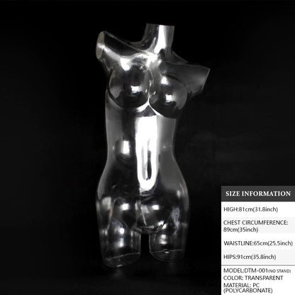 Transparent Hollow Mannequin Prop | Female & Male Half/Full Body Plastic Display for Swimwear, Underwear & Photography