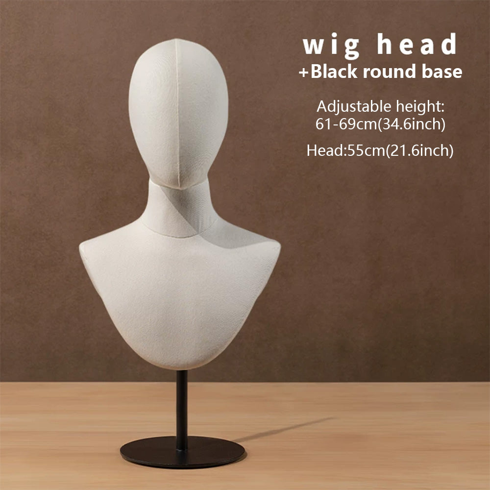 JELIMATE Fabric Mannequin Head Display Stand for Wigs Hats Scarves with Adjustable Base