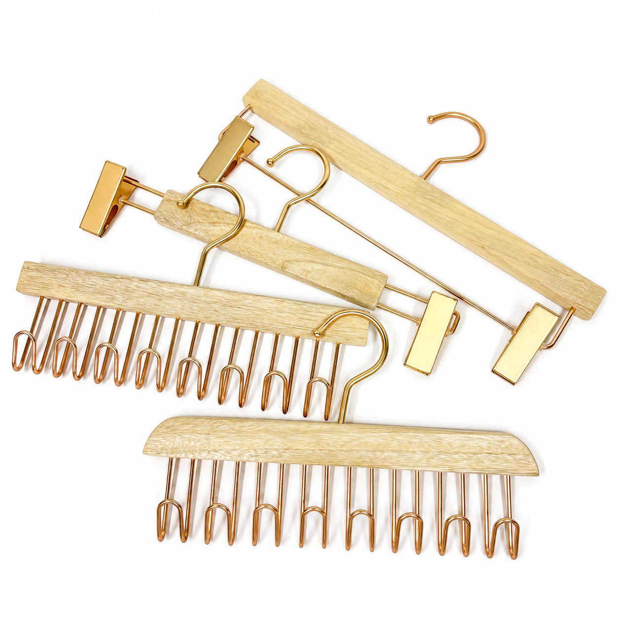 Jelimate Customizable Camphor Wood Multi-Hook Rack – Metal Hooks for Ties, Scarves, Shorts, Skirts & Dresses