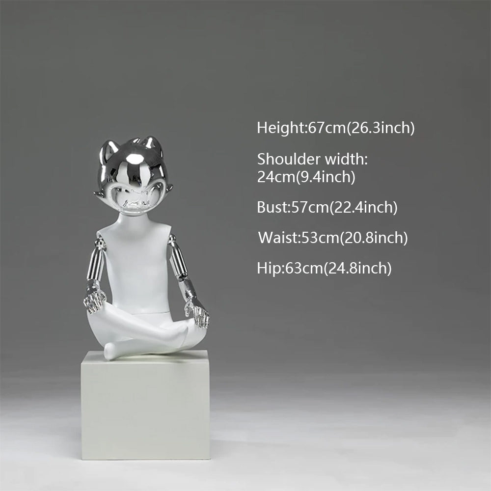 JELIMATE Kids Full Body Mannequin Chrome Anime Cat Head Children Clothing Display