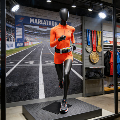 Running Mannequin Full Body Black Fiberglass Athletic Display Stand Male Female Gym Store
