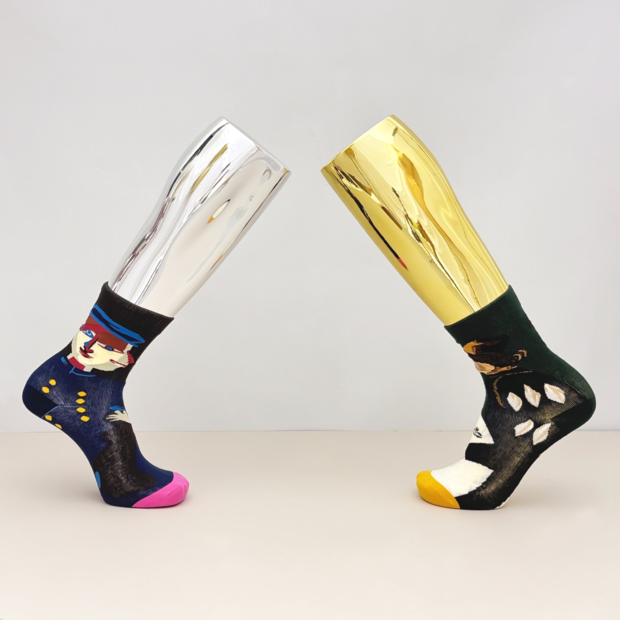 Jelimate Electroplated Left Leg Mannequin for Shoes, Socks & Jewelry – Gold Silver