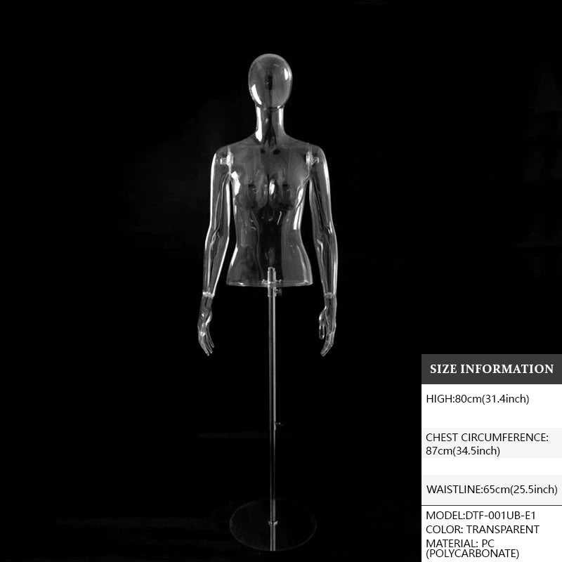 Transparent Hollow Mannequin Prop | Female & Male Half/Full Body Plastic Display for Swimwear, Underwear & Photography