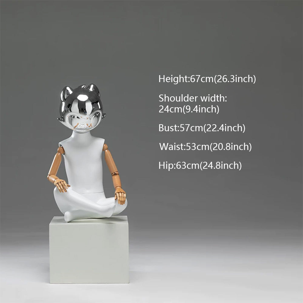 JELIMATE Kids Full Body Mannequin Chrome Anime Cat Head Children Clothing Display